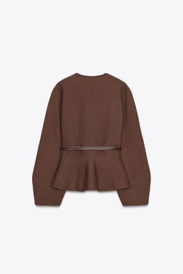 CARDIGAN WITH BELT - Chocolate by Zara - Image 4