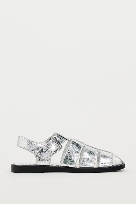 METALLIC SANDALS - Silver | ZARA Australia