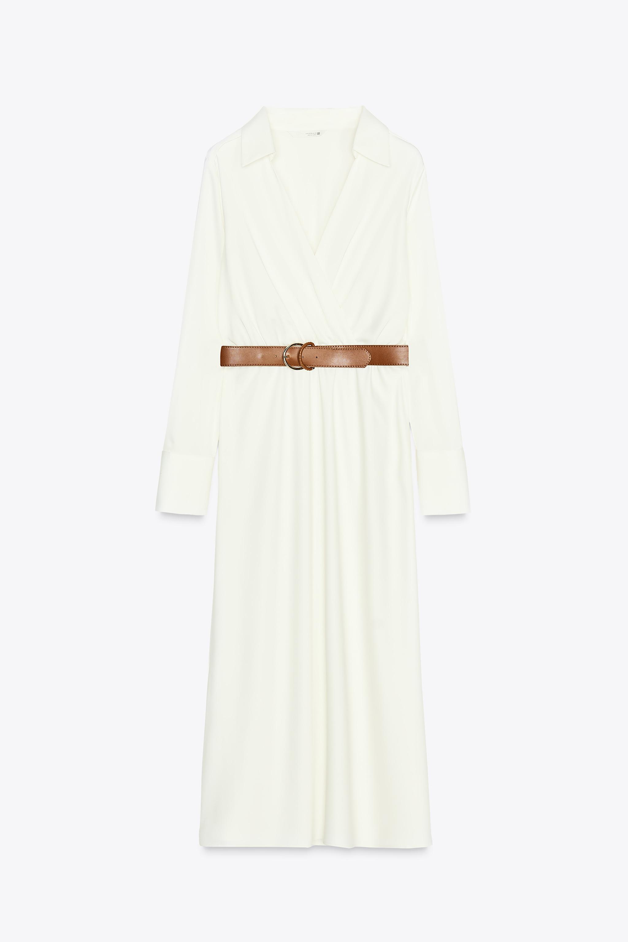 BELTED SATIN DRESS - Ecru | ZARA Saudi Arabia