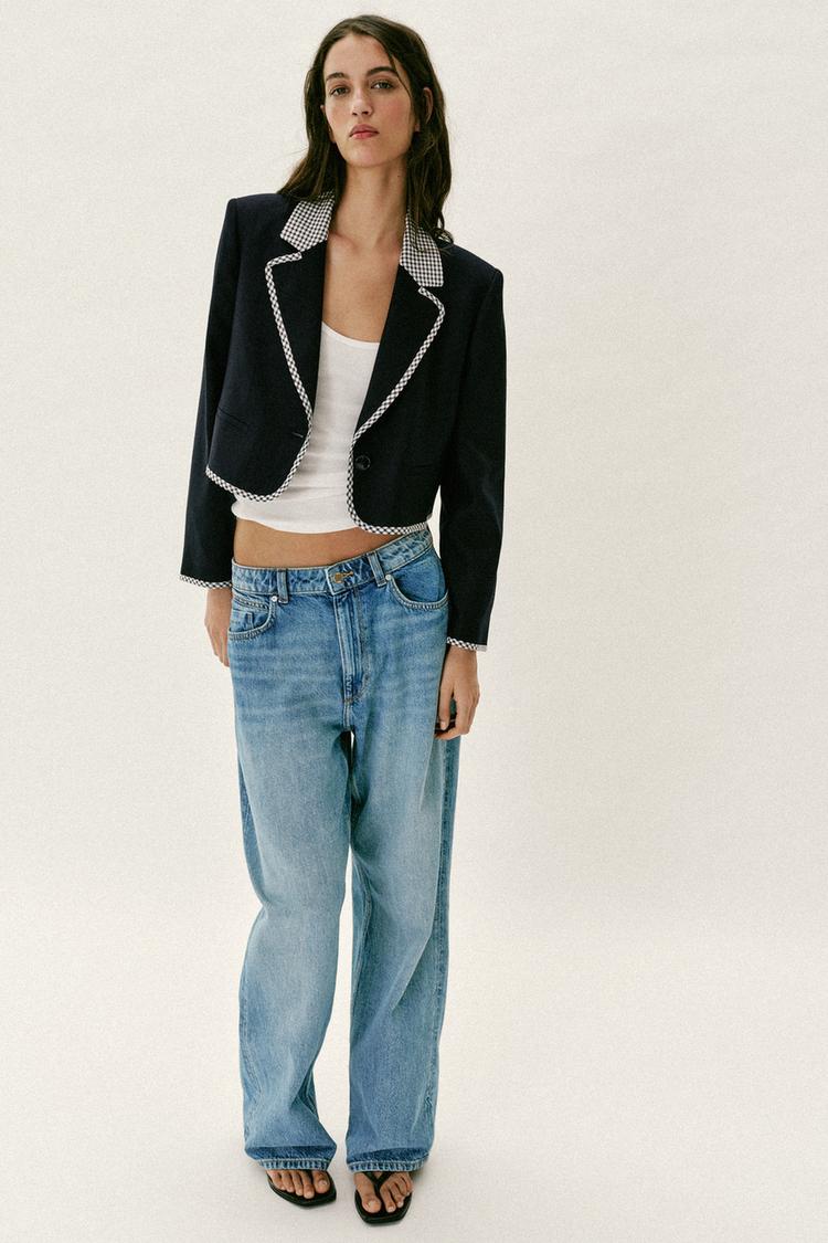 KISA KONTRAST PÖTİKARELİ BLAZER