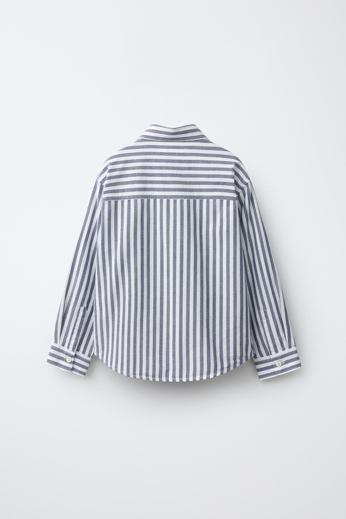 Детская рубашка Zara Striped Print, цвет: Тёмно-синий — фото 2