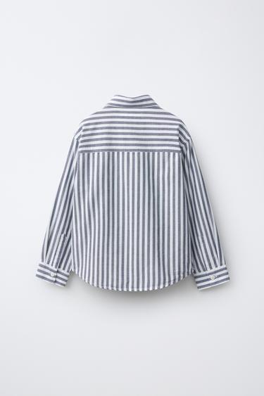 STRIPED PRINT SHIRT — Navy blue 2