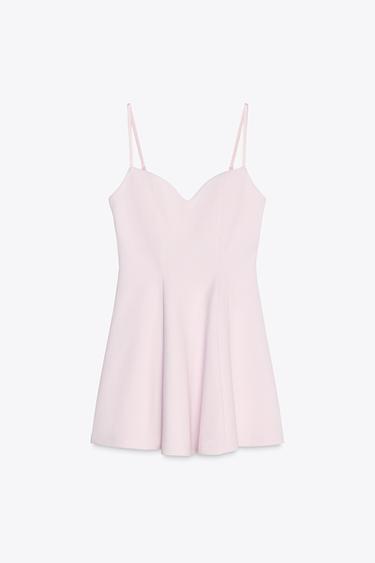 ROBE COURTE AVEC DÉCOLLETÉ EN CŒUR - Rose pastel de Zara - Image 5
