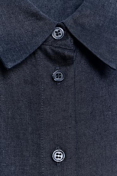 100% LINEN SHIRT ZW COLLECTION - Navy blue by Zara - Image 5