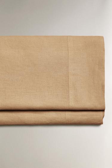WASHED LINEN FLAT SHEET (140 GXM²) - camel by Zara