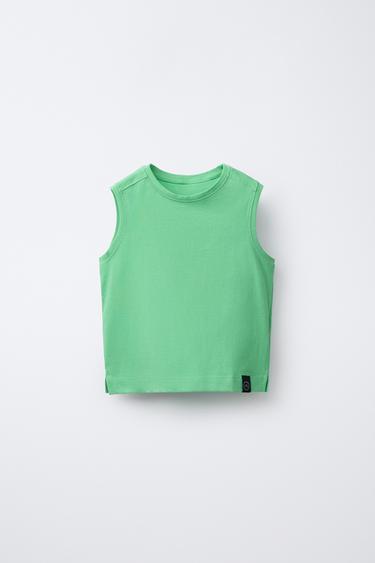 SLEEVELESS T-SHIRT WITH LABEL DETAIL - Pastel green by Zara