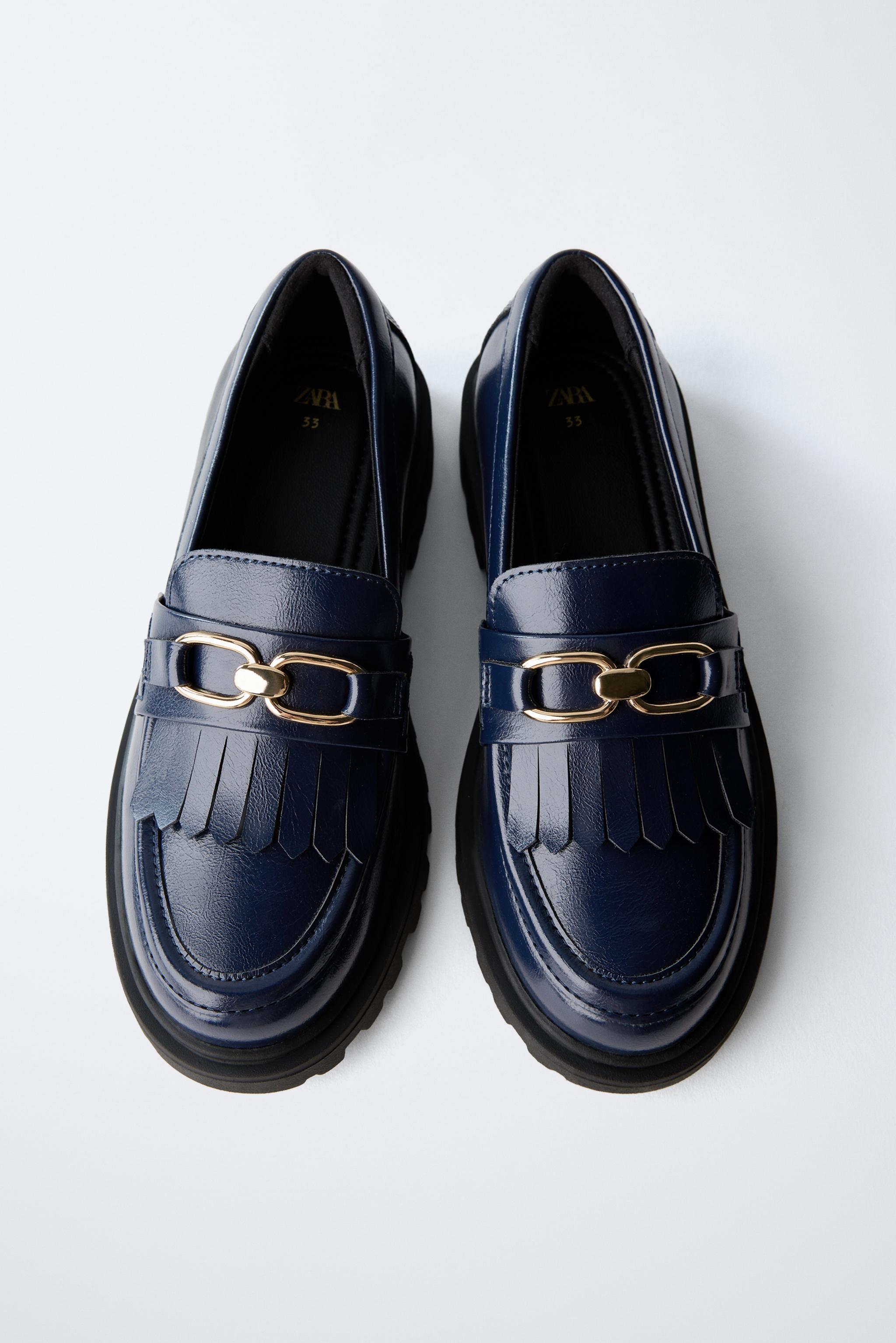 MOCASSINS À FRANGES Bleu ZARA France