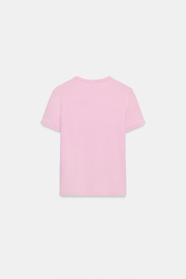 SHORT SLEEVE SLOGAN T-SHIRT - Pink by Zara - Image 4