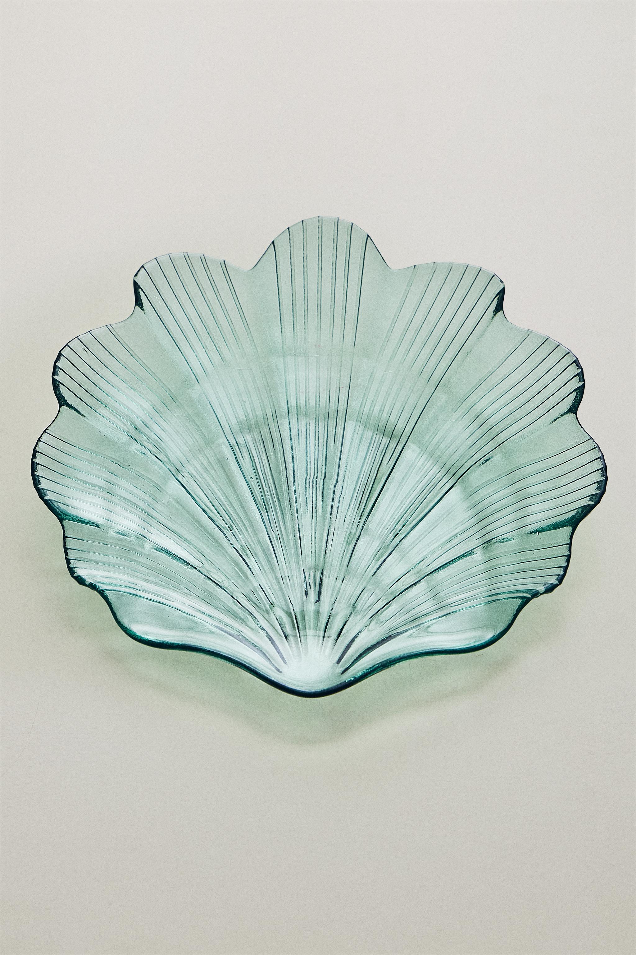 PLAT EN VERRE COQUILLAGE ONDULÉ