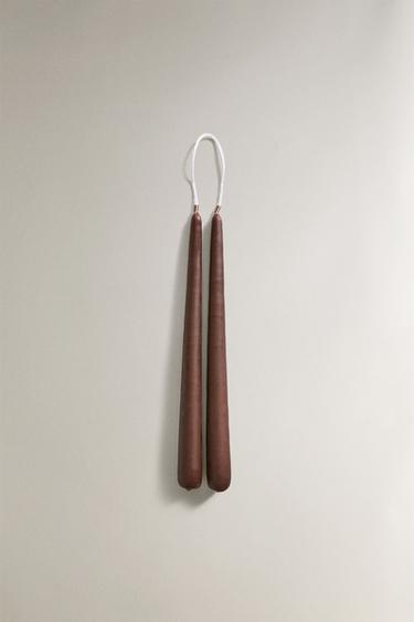 PACK OF DECORATIVE CONICAL CANDLES (PACK OF 2) - Brown by Zara