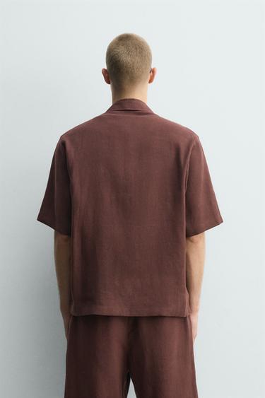 CHEMISE RELAXED FIT EN MÉLANGE DE LIN - Bordeaux de Zara - Image 2