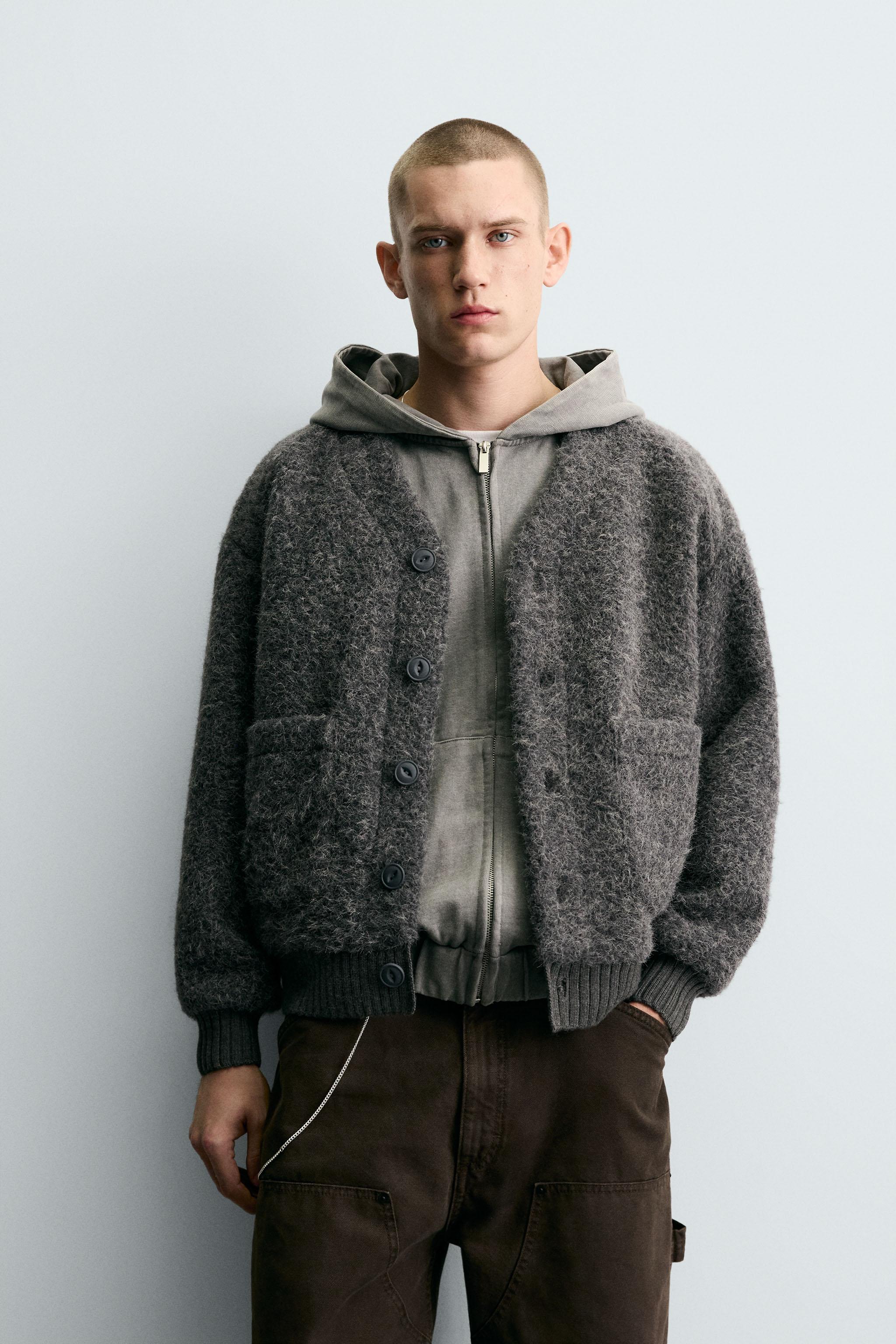 テクスチャーポケットカーディガン - グレー | ZARA Japan / 日本