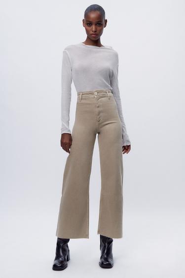 ZW COLLECTION HIGH-WAIST WIDE-LEG JEANS - SAND/BROWN by Zara