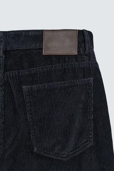 PANTALON STRAIGHT FIT EN VELOURS CÔTELÉ - Bleu / Gris de Zara - Image 8