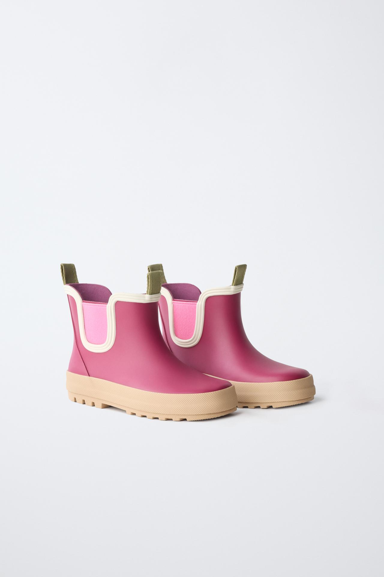 CONTRAST COLOR RAIN BOOTS — Pink