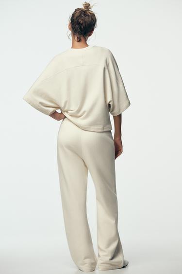 RUSTIC SHORT SLEEVE SWEATSHIRT - Ecru by Zara - Image 3
