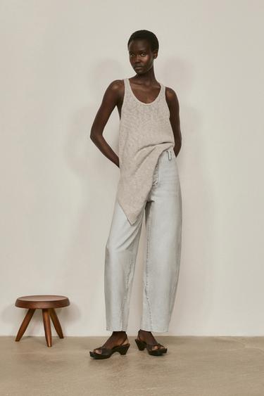 Zara Barrel fit jeans with waist detail - LIMITED EDITION - Pearl gray - Image 0