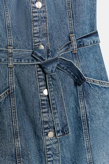 ROBE COURTE EN JEAN Z1975 AVEC CEINTURE - Bleu de Zara - Image 9