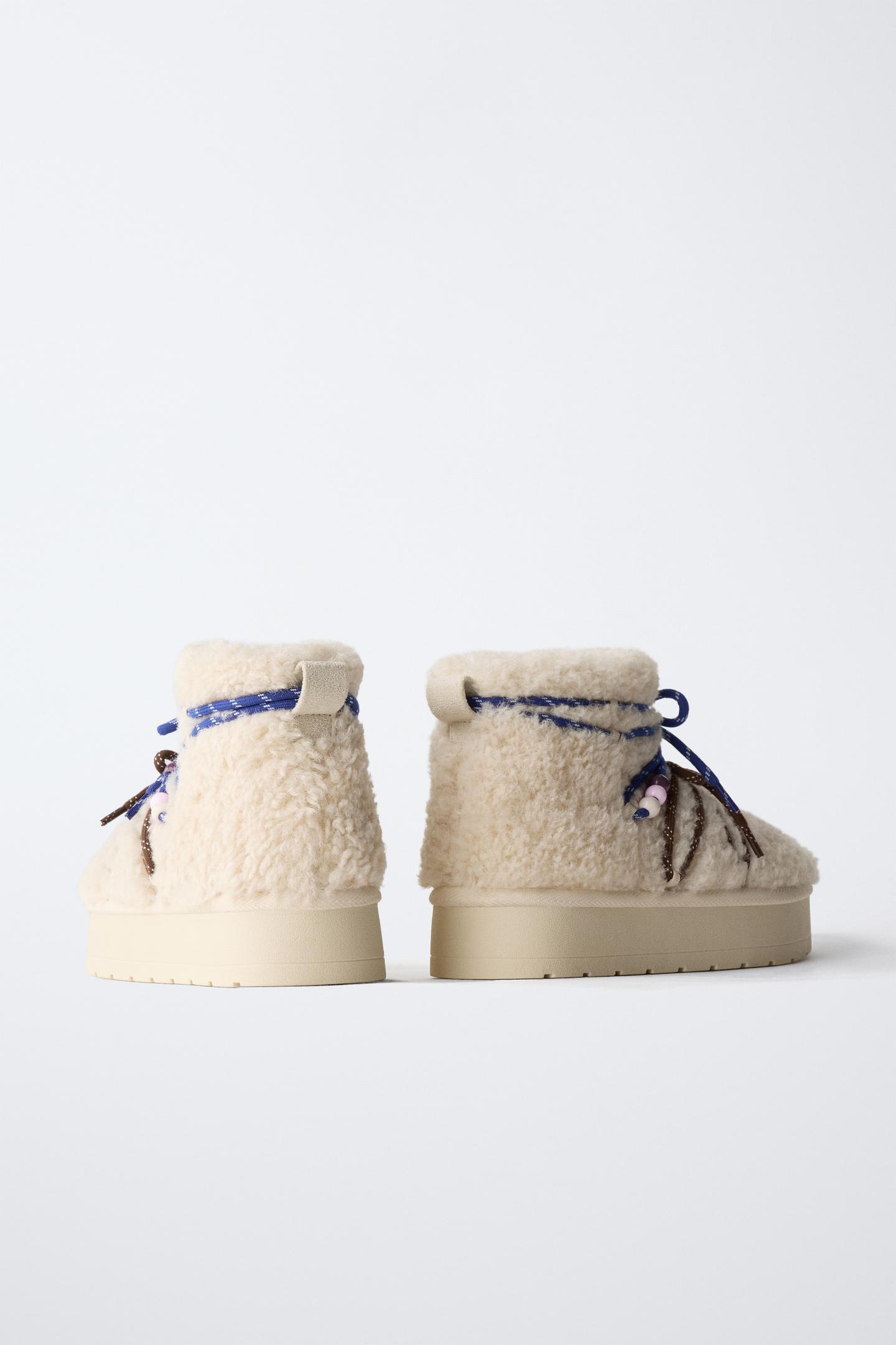 Детские ботинки Zara Shearling Charms Ankle, цвет: Молочный белый — фото 5