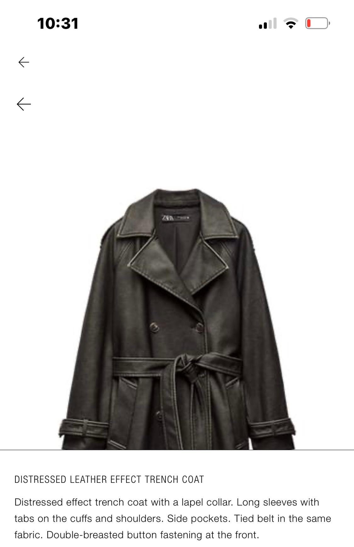 DISTRESSED LEATHER EFFECT TRENCH COAT - Image 2