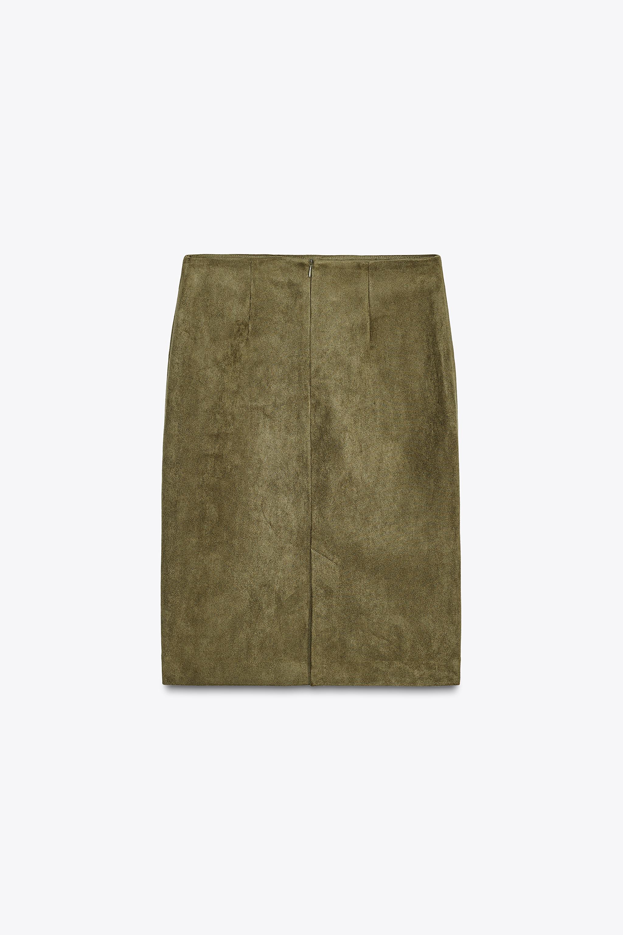 【ZARA】フェイクスエードスカート 4344/156/533 フェイクスエードスカート - ミディアムカーキ | ZARA Japan / 日本