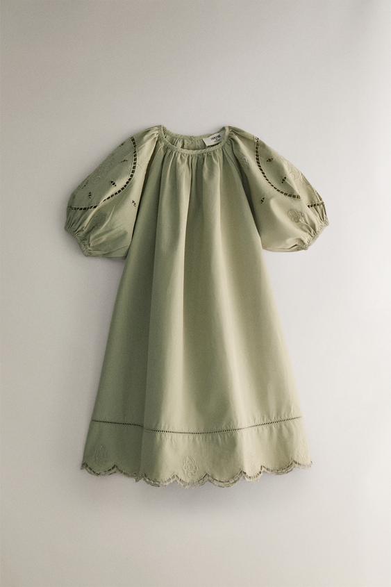 CHILDREN'S EMBROIDERED DRESS - Green | ZARA United States