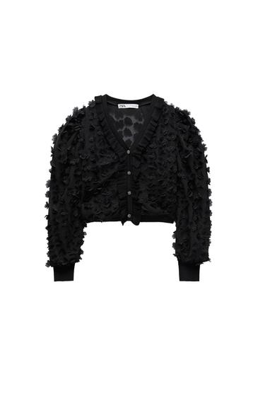 CARDIGAN WITH TEXTURED FLOWERS