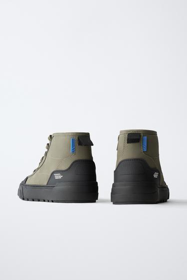 TECHNICAL HIGH-TOP SNEAKERS - Khaki Green by Zara - Image 4