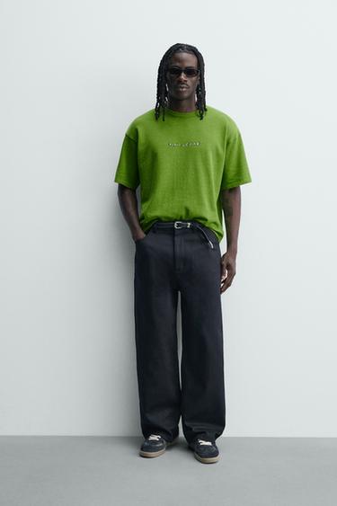 Zara RELAXED FIT WASHED PRINT T-SHIRT - Green - Image 0