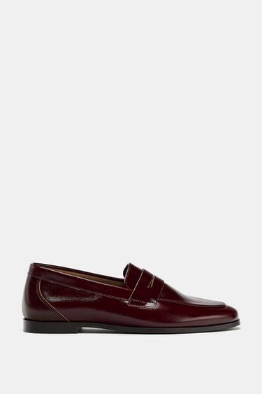 MOCASÍN PIEL ANTIFAZ - Rojo Burdeos de Zara