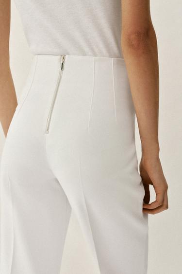 PANTALON TAILLE HAUTE ZIP DOS - Blanc de Zara - Image 5