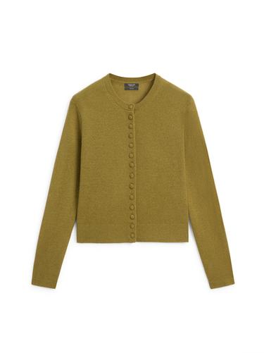 Cardigan laine boutons recouverts - Vert olive de Zara