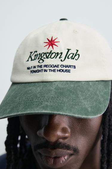 WASHED CAP WITH CONTRAST EMBROIDERED TEXT - Ecru by Zara - Image 2