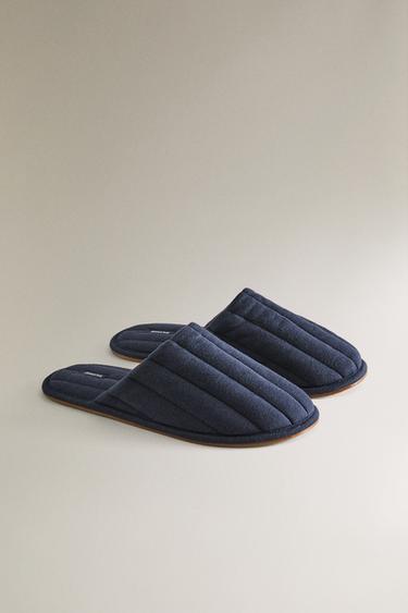 QUILTED SLIPPERS - Navy Blue by Zara - Image 1