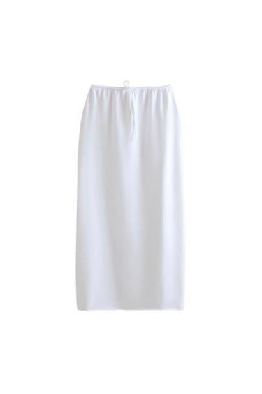 COTTON MIDI SKIRT - White by Zara