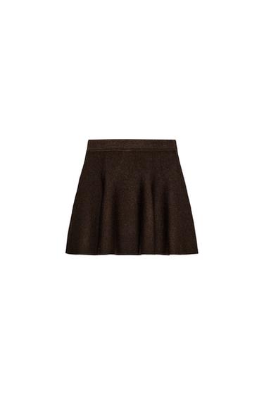 KNIT PLEATED SKIRT - Brown by Zara