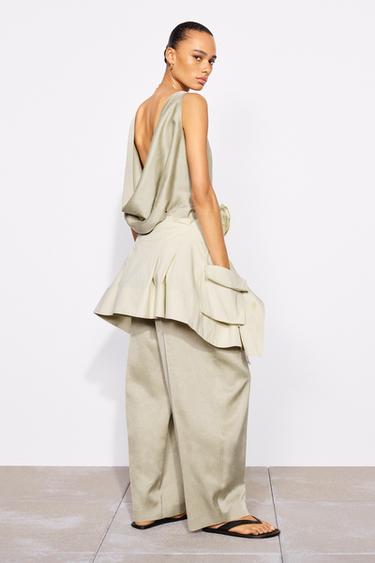 Zara ZW COLLECTION OPEN BACK JUMPSUIT - Beige