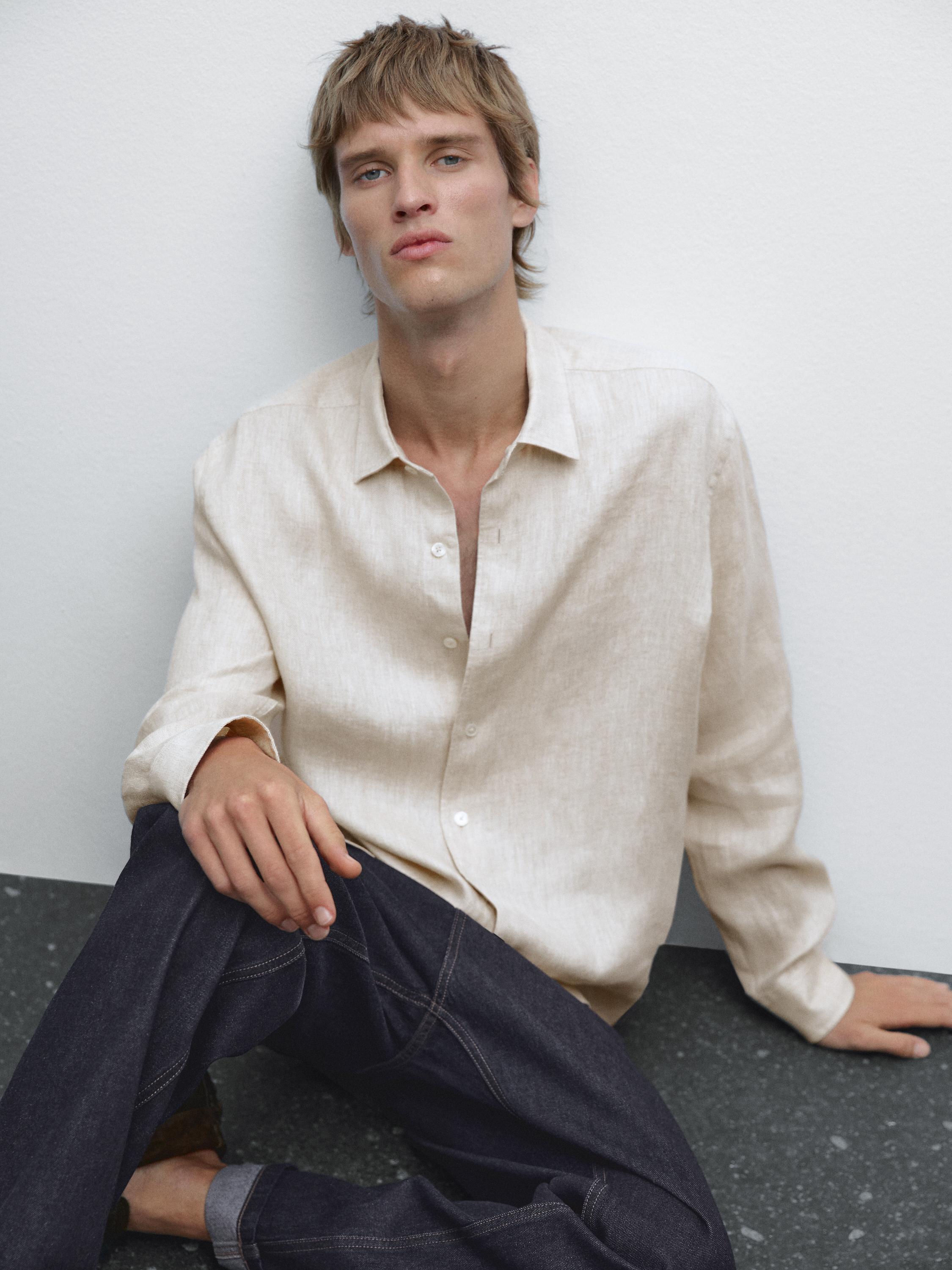 Faded linen regular fit shirt