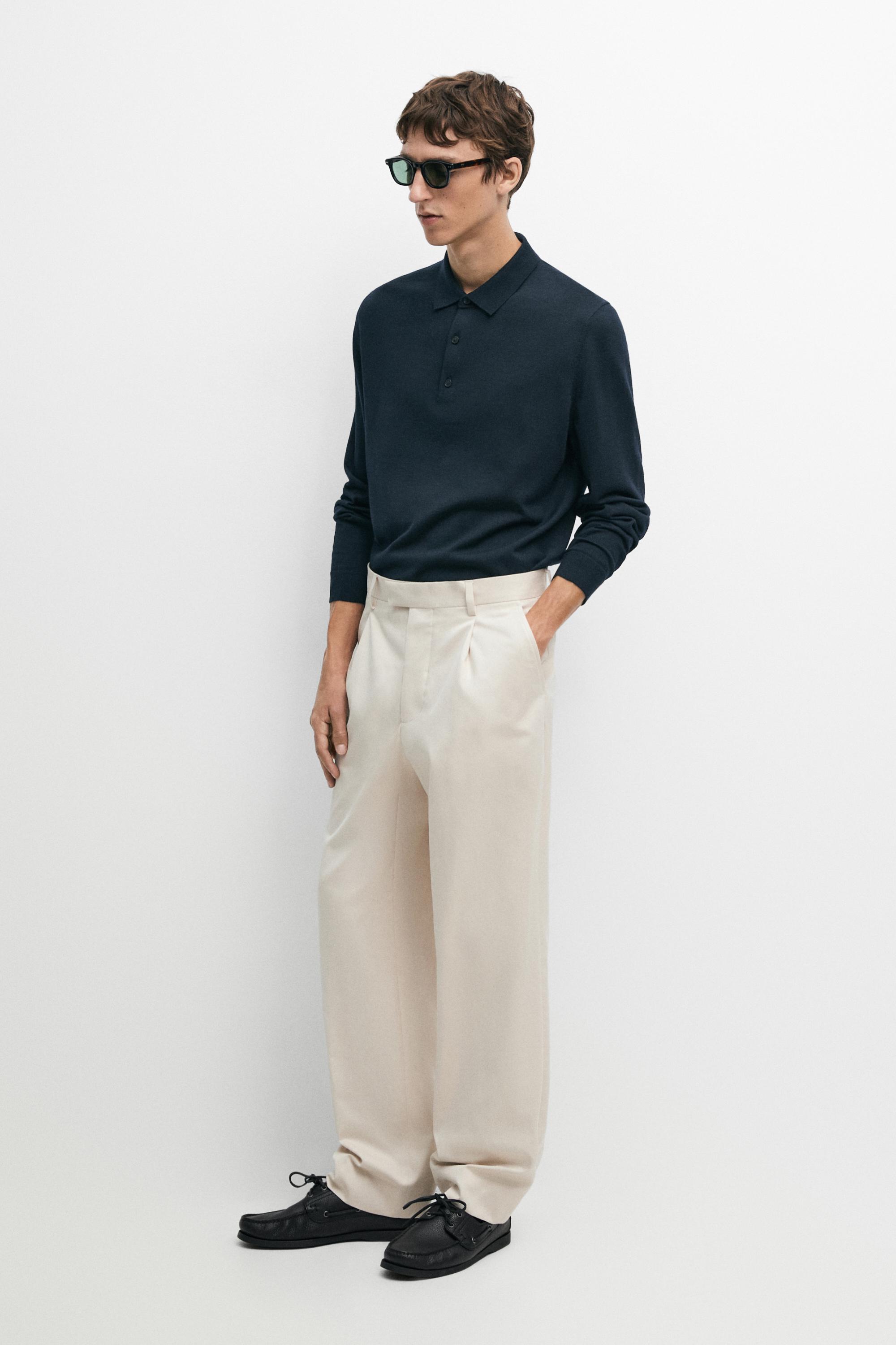 100% cotton darted pants — Beige