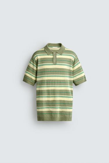 STRIPED JACQUARD KNIT POLO SHIRT - striped by Zara
