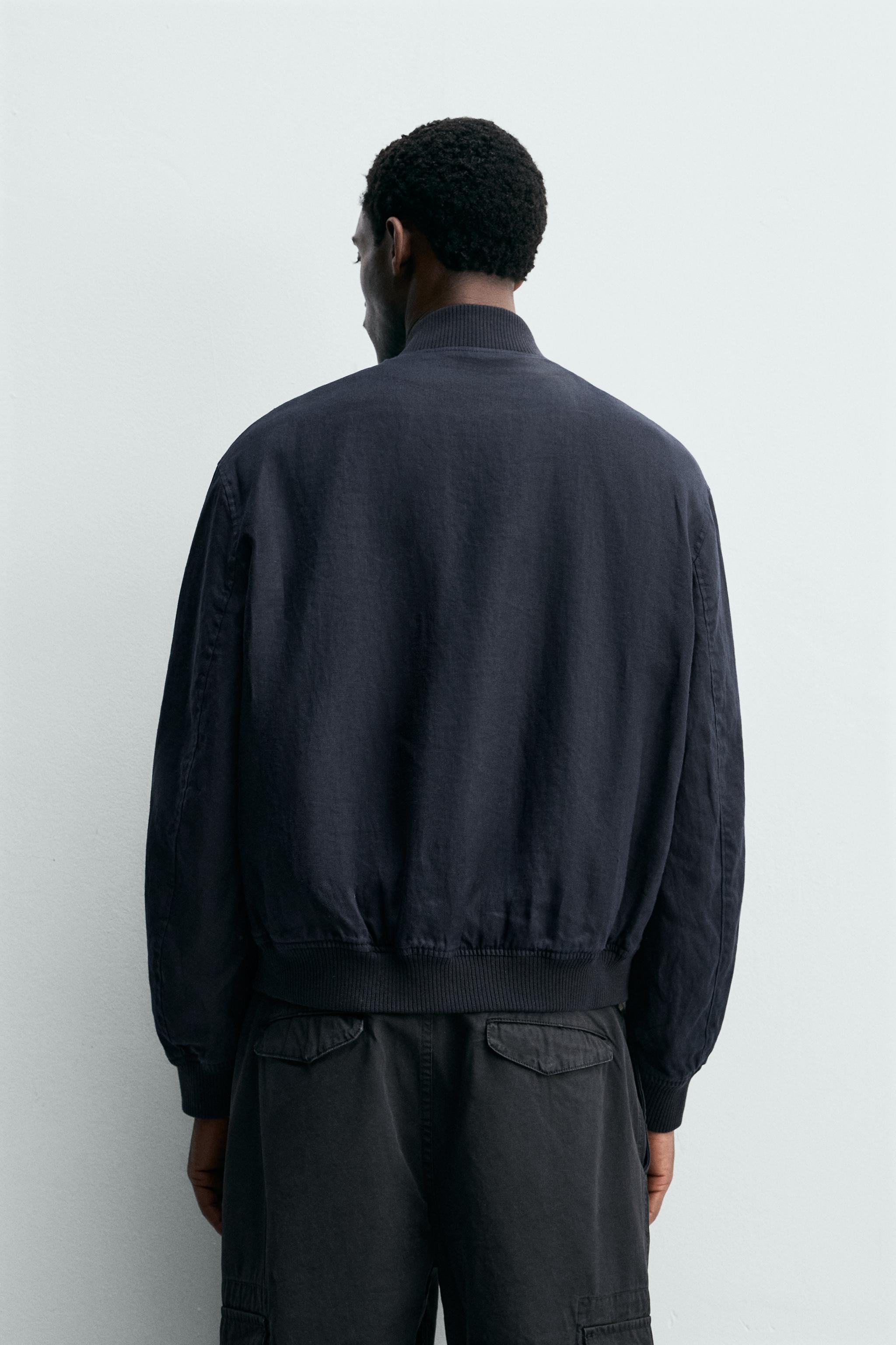 リネン100%ボンバージャケット - ネイビーブルー | ZARA Japan / 日本