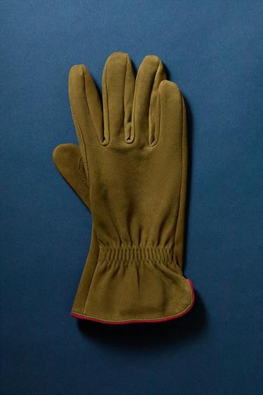 SUEDE WORK GLOVES - Green by Zara - Image 4