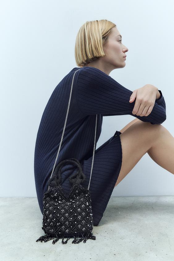 CROSSBODY BAG WITH BEADING Black ZARA Australia