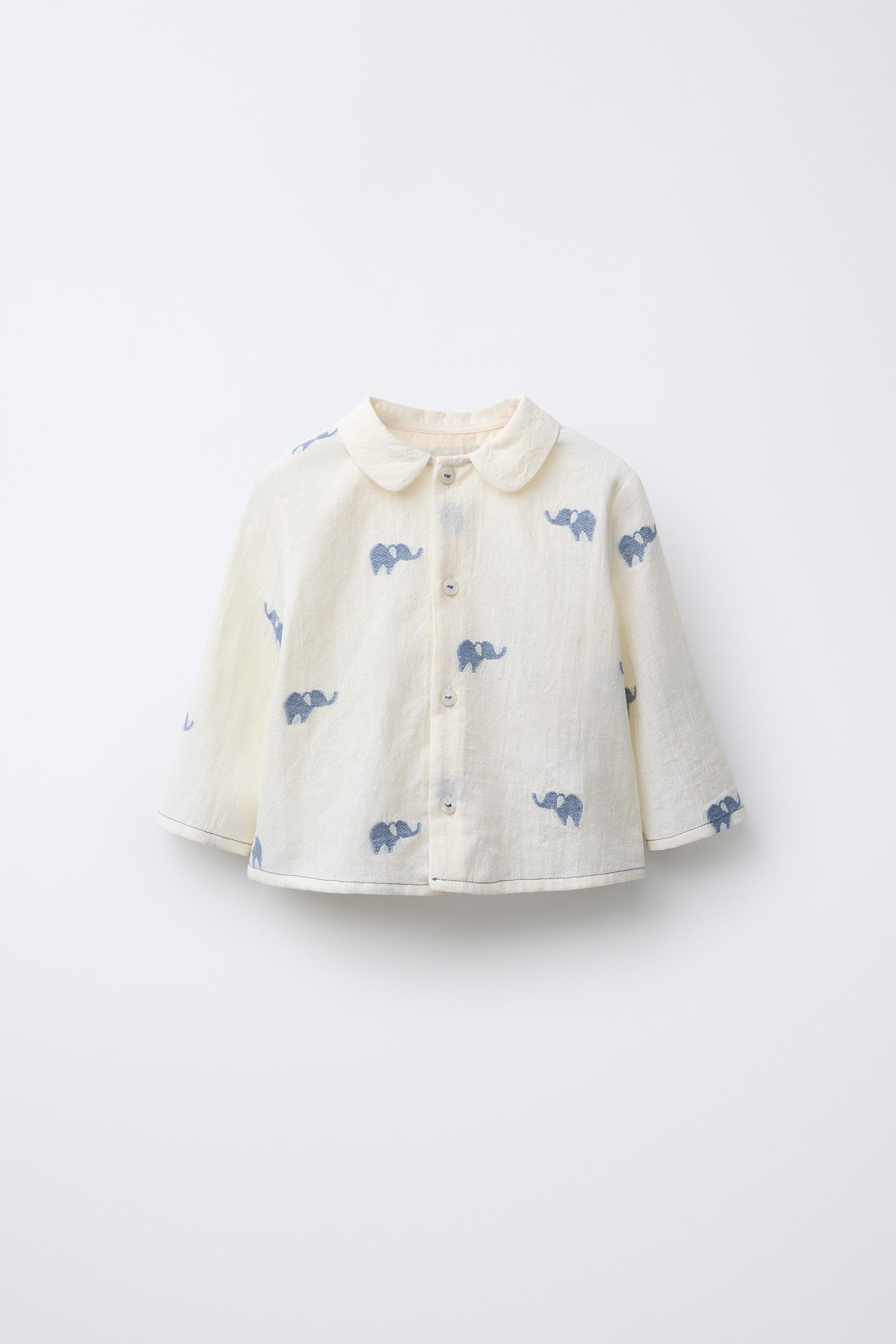 ELEPHANT JACQUARD SHIRT - Ecru / Blue | ZARA United States
