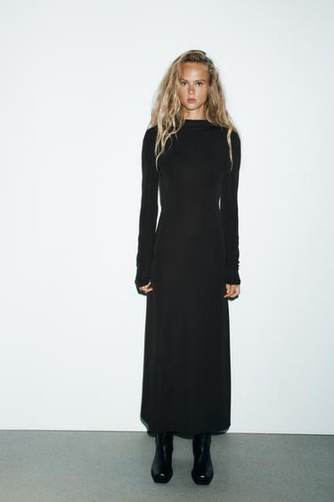 Zara Autunno Inverno Zara Abito Lungo Nero Abiti Midi Da Donna