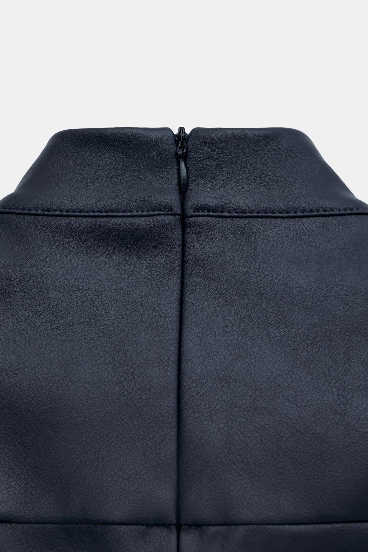 Женское платье Zara Faux Leather Mini, цвет: Тёмно-синий — фото 7
