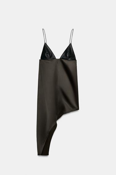 Zara ZW COLLECTION不對稱拼接上衣 - 巧克力色