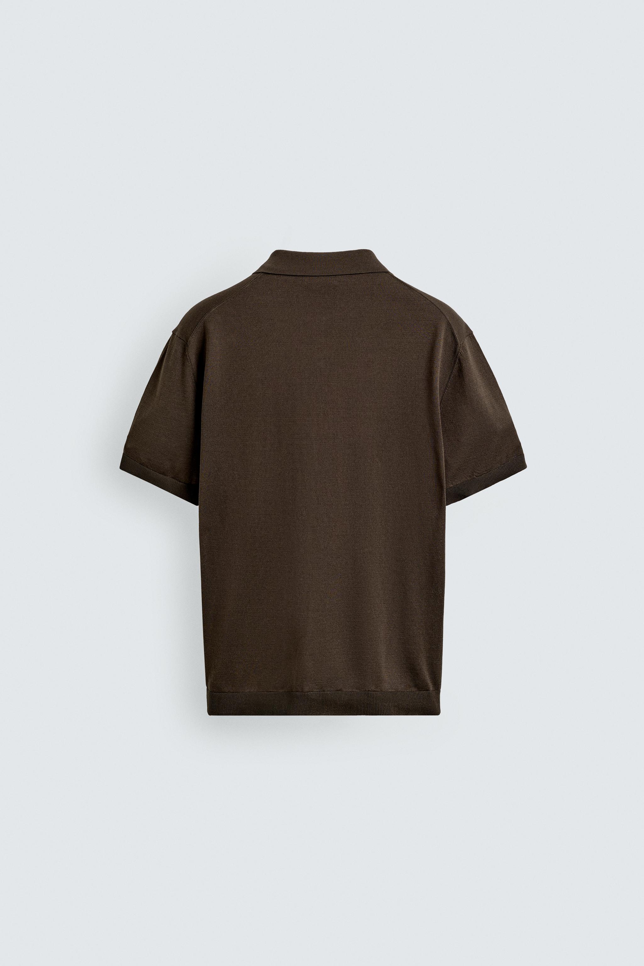 本日限定Cotton Knit Short-Sleeve Polo オリーブ 1 REGULAR FIT KNIT POLO - Olive green | ZARA United States