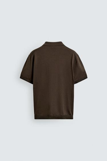 REGULAR FIT KNIT POLO SHIRT - Olive green by Zara - Image 7