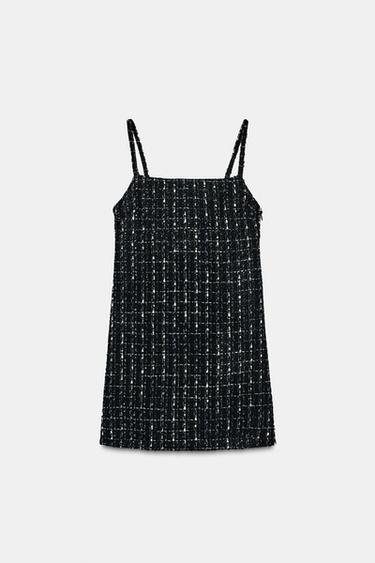 メタリックヤーンテクスチャー入りショートワンピースブラック/エクリュ0Zaraのメタリックヤーンテクスチャー入りショートワンピース - ブラック/エクリュ - 画像 0